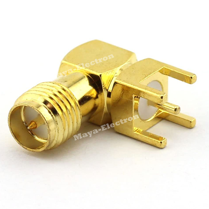 RP-SMA female right angle 90deg PCB Mount Solder Connector