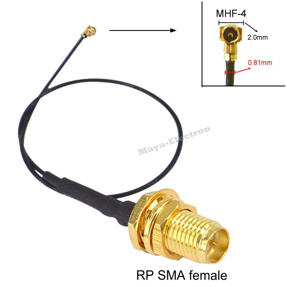 U.FL IPEX4 IPX4 MHF4 female jack to RP-SMA RPSMA Female Pigtail Antenna Wi-Fi Coaxial 0.81mm Cable