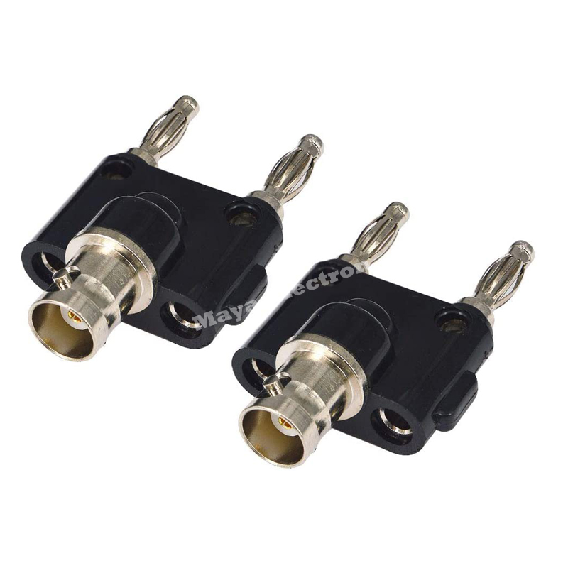 BNC female jack to 2x Dual Banana male plug Binding Post RF Splitter Connector Adapter