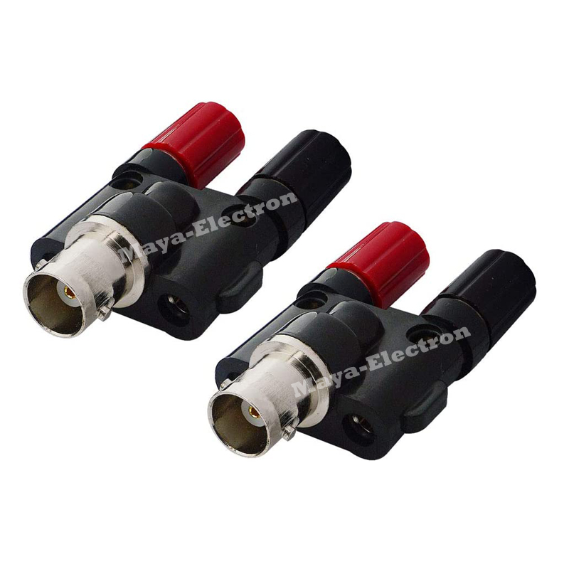 BNC female jack to 2x 4mm Dual Banana Female Jack Socket Binding Post RF Splitter Connector Adapter