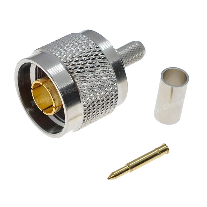 N male plug connector Crimp for RG58 LMR195 RG142 RG400 Coaxial Cable