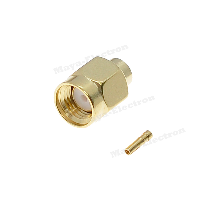 RP-SMA male jack straight connector solder for RG402 .141'' Semi-Rigid Cable 50Ohm