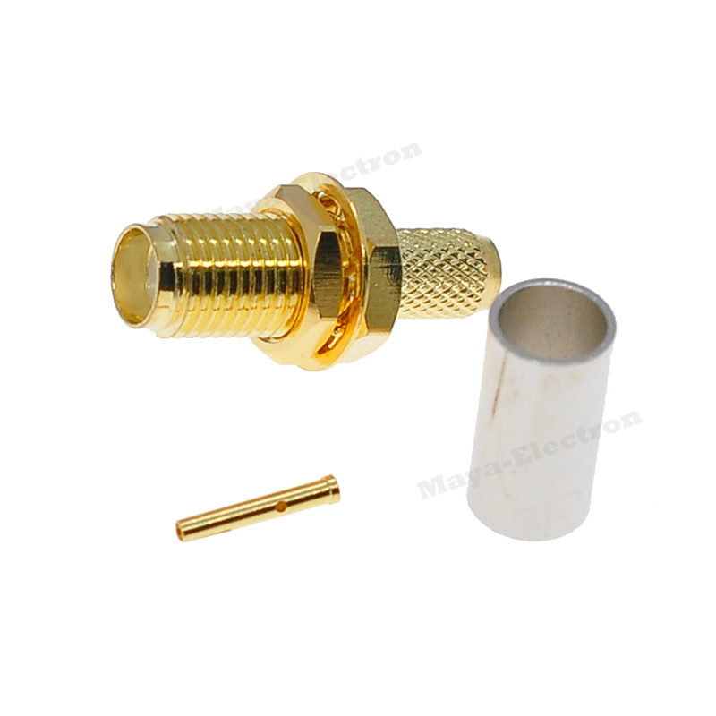 SMA female jack bulkhead with nut connector Crimp for RG58 LMR195 RG142 RG400 Coaxial Cable