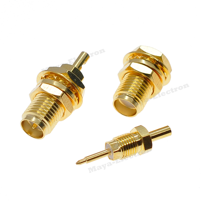 RP-SMA female plug bulkhead solder connector for 0.81mm 1.13mm U.FL IPX Coaxial Cable