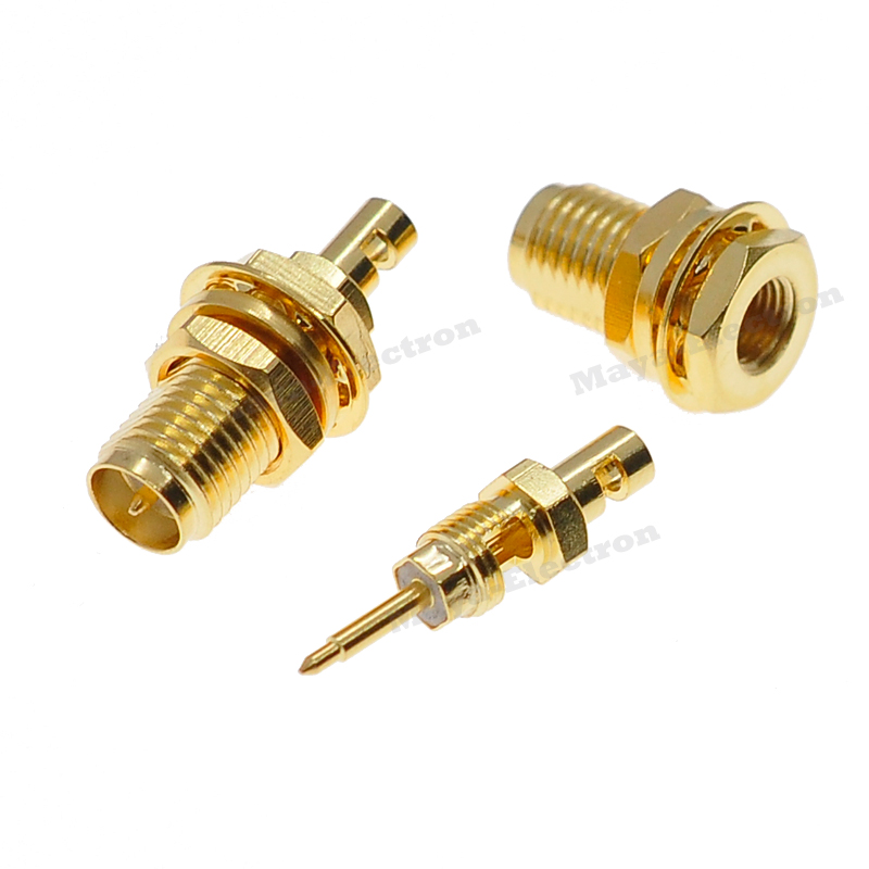 RP-SMA female plug bulkhead solder connector for 1.37mm RG178 U.FL IPX Coaxial Cable