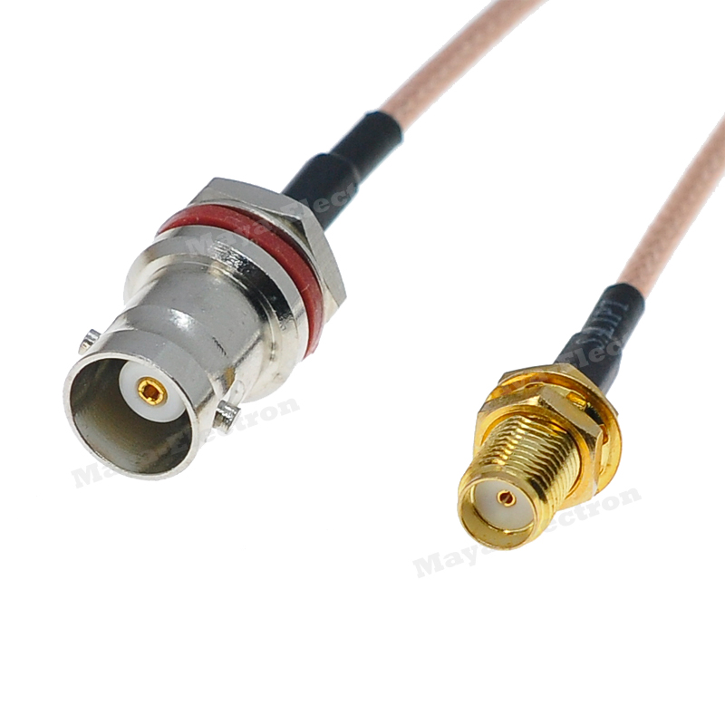 BNC female bulkhead jack with nut to SMA female RG316 Radio Antenna Cable