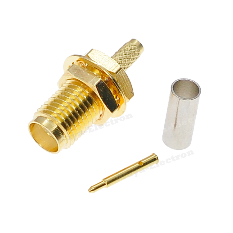 RP-SMA female plug bulkhead connector Crimp for RG316 RG178 RG174 Coaxial Cable