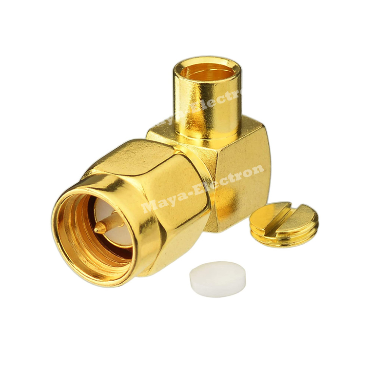 SMA Male plug right angle 90deg connector solder for RG402 .141'' Semi-Rigid Cable 50Ohm