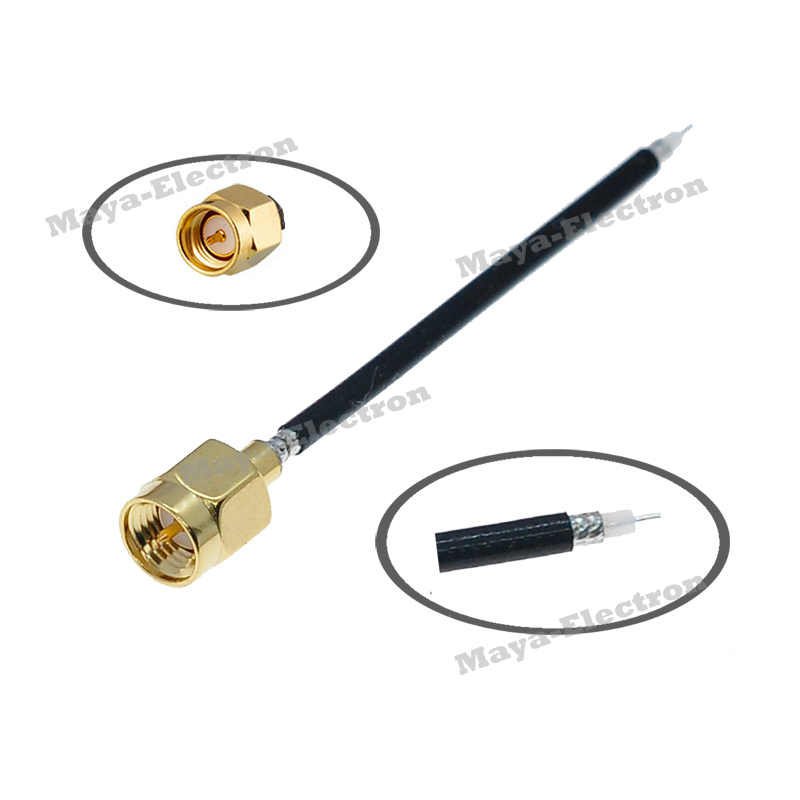 SMA male plug pigtail cable with Black Jack RG405 only solder cable custom-build total length and ends