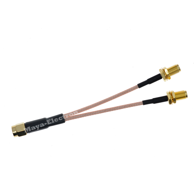 SMA male plug to two double SMA female jack RG316 Y Splitter Wifi Antenna Extension Cable