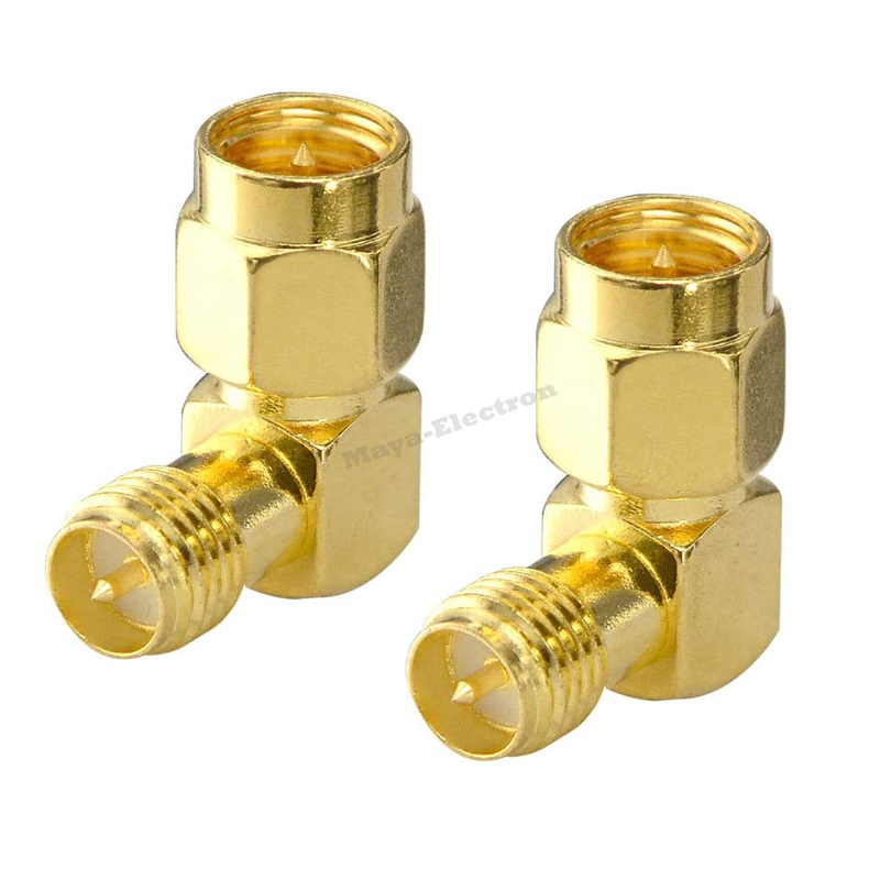 SMA Male plug to RP-SMA female both male pin Right angle 90deg FPV Antenna Connector Adapter